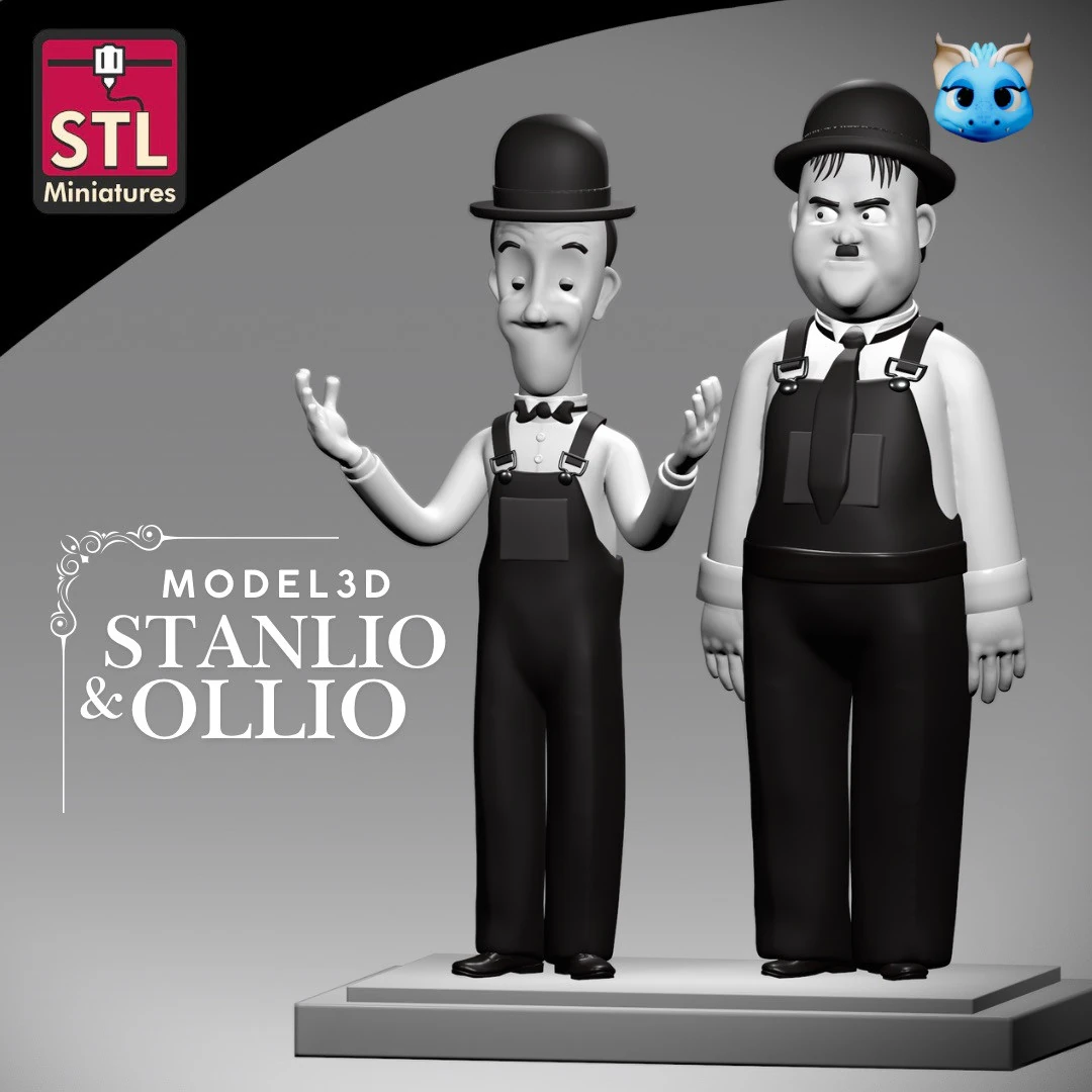 Stanlio and Ollio 3D Printable Model STL File 3D Print Model .c4d .max .obj .3ds .fbx .stl .blend 