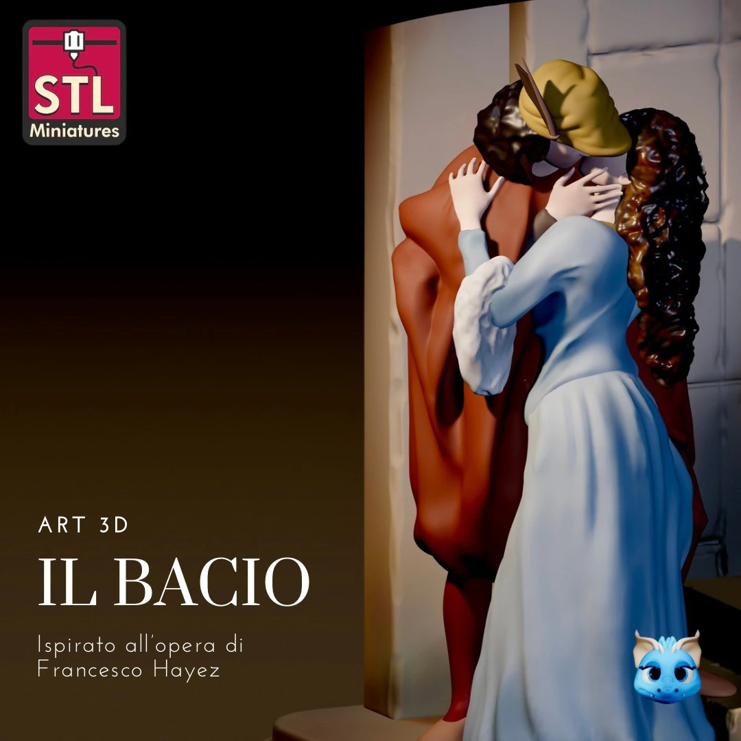 STL Files for 3D Printing - Inspired by The Kiss by Francesco Hayez 3D Print Model .c4d .max .obj .3ds .fbx .stl .blend 