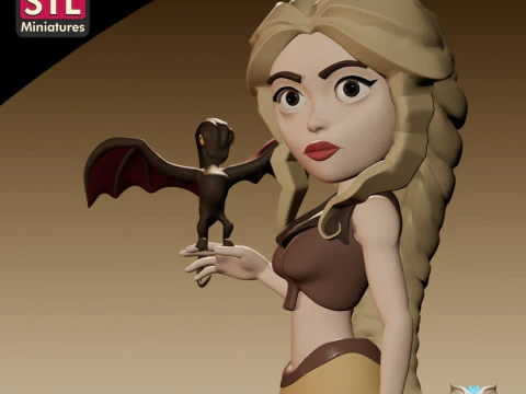 アニメスタイル デナーリス ターガリエン STL モデル ドラゴン クイーン 3D 3Dプリントモデル