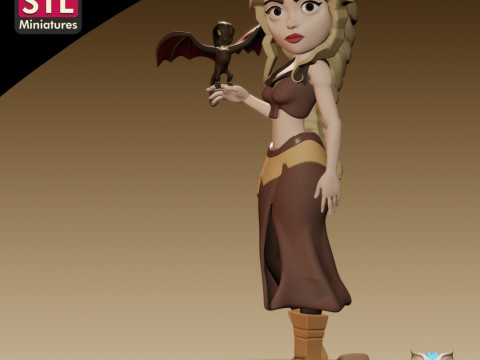 Anime-Style Daenerys Targaryen STL Model Dragon Queen in 3D 3D 打印模型