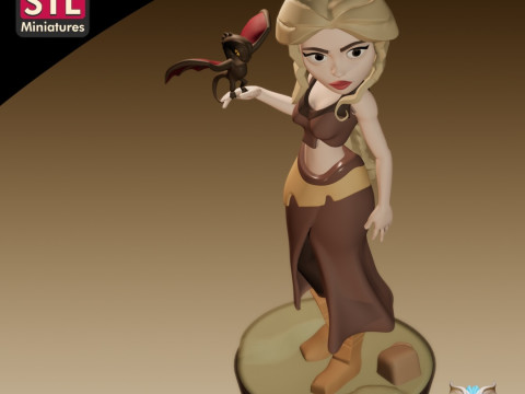 Anime-Style Daenerys Targaryen STL Model Dragon Queen in 3D 3D 打印模型