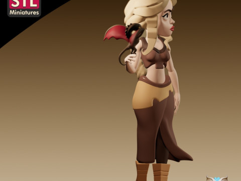 Anime-Style Daenerys Targaryen STL Model Dragon Queen in 3D 3D 打印模型