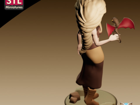Anime-Style Daenerys Targaryen STL Model Dragon Queen in 3D 3D 打印模型