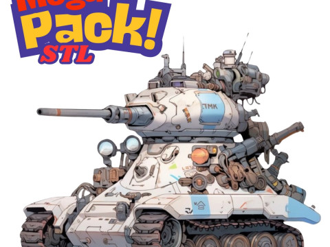 Mega Pack STL Files for 3D Printing - 5 Japanese Anime-Style Tanks 3D 프린트 모델