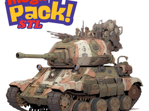 Mega Pack STL Files for 3D Printing - 5 Japanese Anime-Style Tanks 3D 프린트 모델