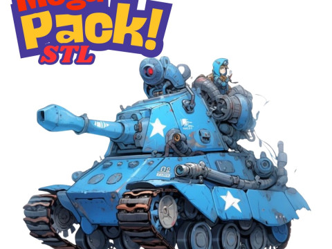 Mega Pack STL Files for 3D Printing - 5 Japanese Anime-Style Tanks 3D 프린트 모델
