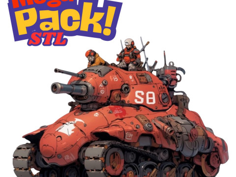 Mega Pack STL Files for 3D Printing - 5 Japanese Anime-Style Tanks 3D 프린트 모델
