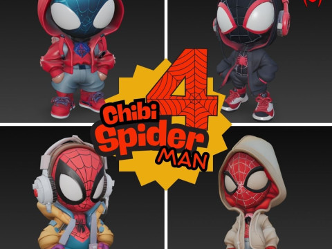 Spider-Man Mega Pack - 4-in-1 Chibi STL Collection for 3D Printing Model do druku 3D