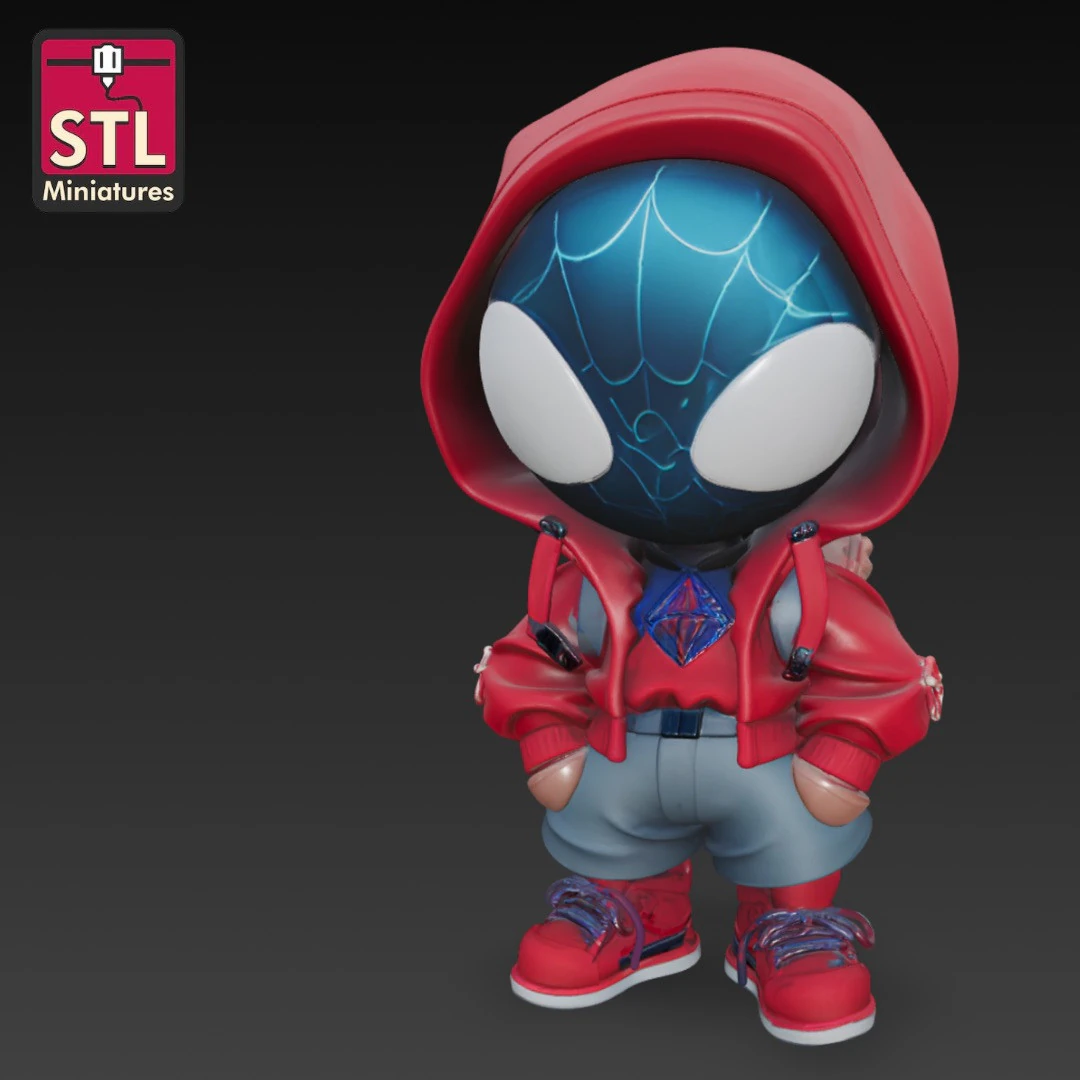 Moletom Homem-Aranha - Arquivo STL Impressão 3D - Versão Chibi com Capuz e Mochila Modelo de Impressão 3D .c4d .max .obj .3ds .fbx .stl .blend
