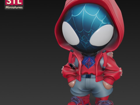 Spider-Man Hoodie - 3D Printing STL File - Chibi Version with Hood and Backpack 3D Print Model