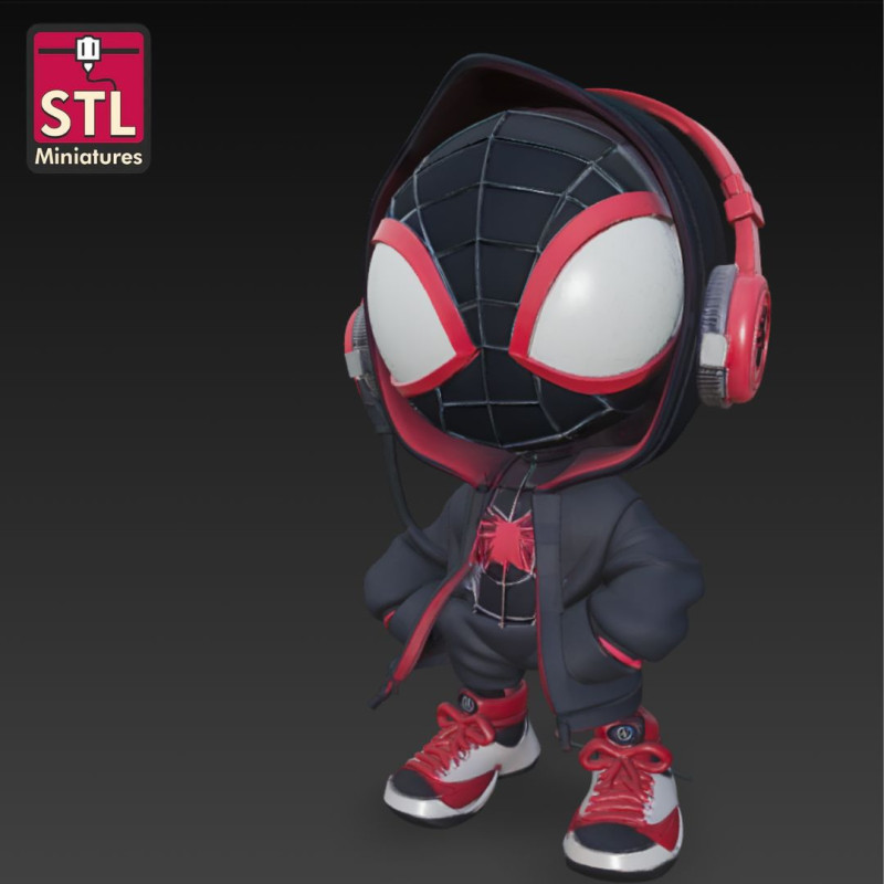 Spider-Man Hoodie - 3D Printing STL File - Chibi Version with Hood and Backpack 3Dプリントモデル .c4d .max .obj .3ds .fbx .stl .blend