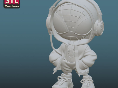 Spider-Man Hoodie - 3D Printing STL File - Chibi Version with Hood and Backpack 3Dプリントモデル