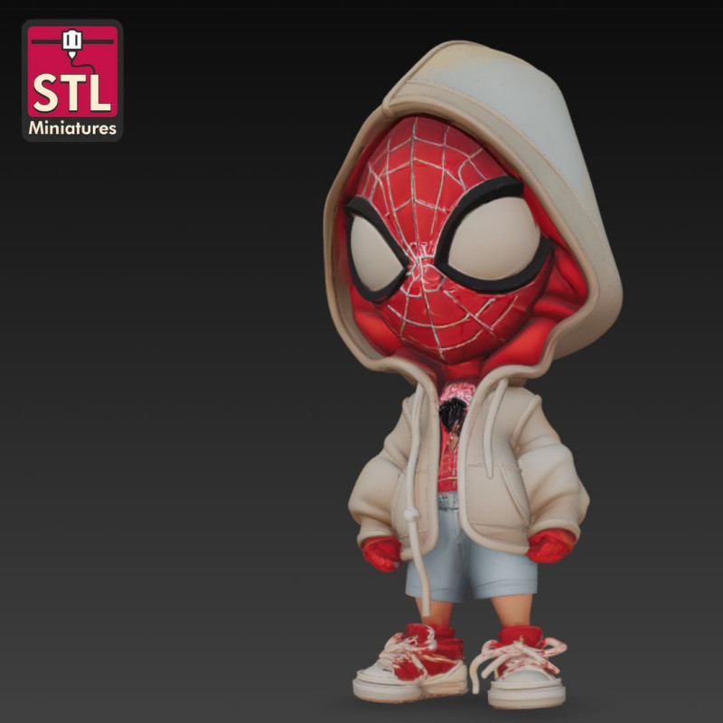 Spider-Man Hoodie - 3D Printing STL File - Chibi Version with Hood and Backpack Model do druku 3D .c4d .max .obj .3ds .fbx .stl .blend