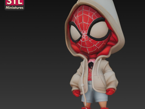 Spider-Man Hoodie - 3D Printing STL File - Chibi Version with Hood and Backpack 3D Print Model