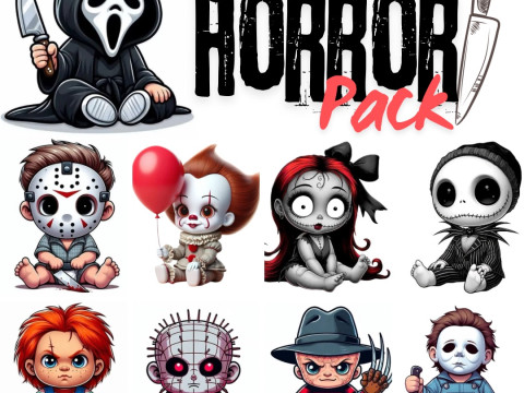 Horror Icons Mega Pack - 3D Printing STL Files - Chibi Comic Version of 9 Horror Movie Legends 3D Print Model
