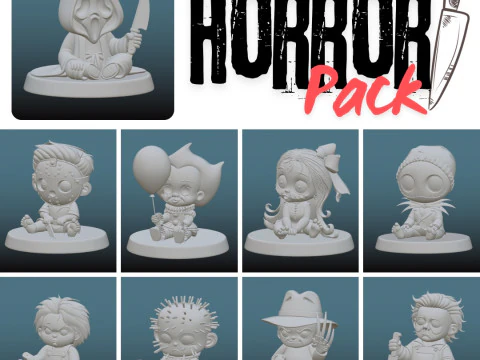 Horror Icons Mega Pack - 3D Printing STL Files - Chibi Comic Version of 9 Horror Movie Legends 3D Print Model