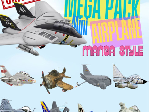 Mega Pack Airplane 33pz - 3D Printing STL Files Collection - Cartoon Comic Manga Style Airplanes 3D Print Model