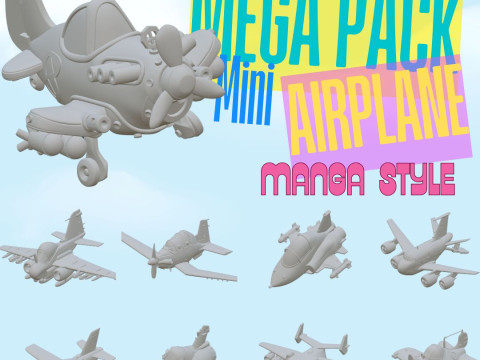 Mega Pack Airplane 33pz - 3D Printing STL Files Collection - Cartoon Comic Manga Style Airplanes Modelo de impresión 3D