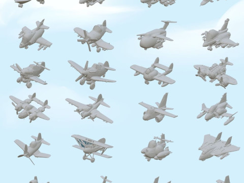 Mega Pack Airplane 33pz - 3D Printing STL Files Collection - Cartoon Comic Manga Style Airplanes Modelo de impresión 3D