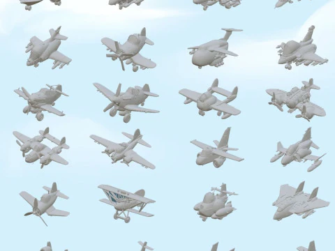 Mega Pack Airplane 33pz - Collezione di file STL per stampa 3D - Aeroplani in stile fumetto manga Modello di stampa 3D