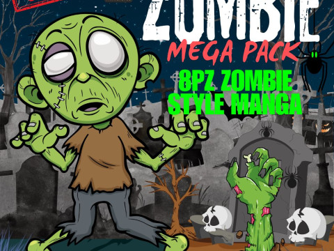 Zombie Mega Pack 8pz - Exclusive 3D Printing STL Collection - Manga-Style Zombies with Integrated Ba 3D प्रिंट मॉडल