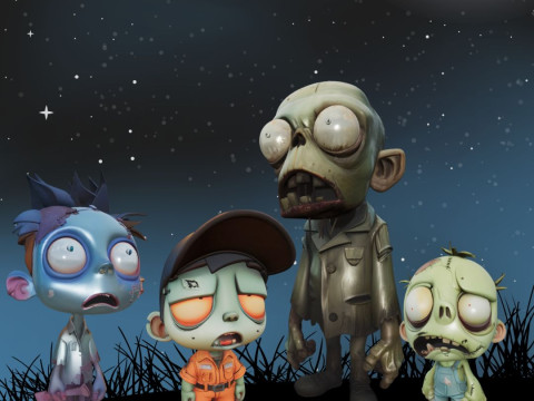 Zombie Mega Pack 8pz - Exclusive 3D Printing STL Collection - Manga-Style Zombies with Integrated Ba 3D Baskı Modeli