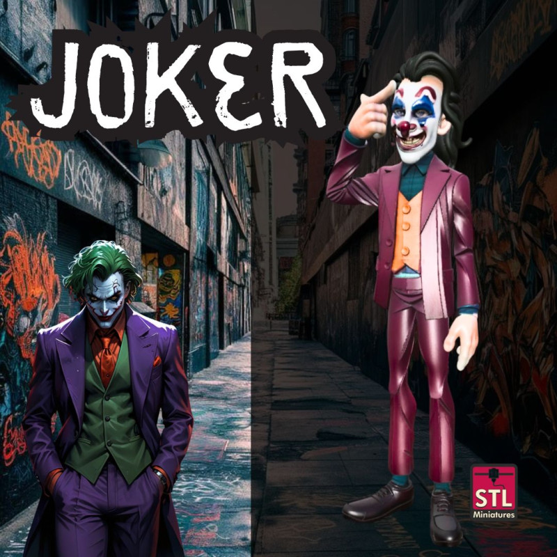 Joker - Printing STL File - Inspired Version with Integrated Base 3D 프린트 모델 .c4d .max .obj .3ds .fbx .stl .blend