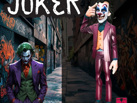 Joker - Printing STL File - Inspired Version with Integrated Base 3D प्रिंट मॉडल