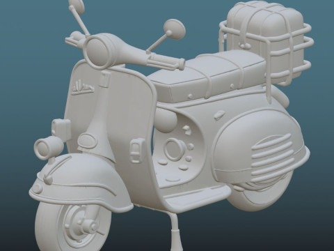Vintage Vespa - 3D Printing STL File - 1950s Style Scooter with Rear Rack Modelo de impresión 3D