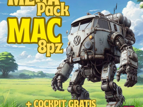 Mega Pack Mac 8pz Vol1 - 3D Printing STL Collection - Anime-Style War Robots with Detailed Cockpits Model Cetak 3D