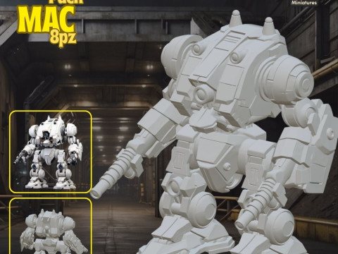Mega Pack Mac 8pz Vol1 - 3D Printing STL Collection - Anime-Style War Robots with Detailed Cockpits Model Cetak 3D
