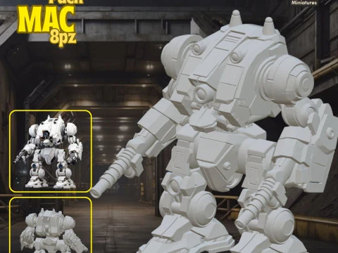 Mega Pack Mac 8pz Vol1 - 3D Printing STL Collection - Anime-Style War Robots with Detailed Cockpits 3D Print Model