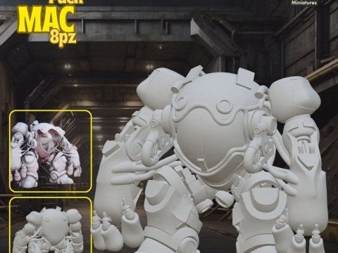 Mega Pack Mac 8pz Vol1 - 3D Printing STL Collection - Anime-Style War Robots with Detailed Cockpits Model Cetak 3D