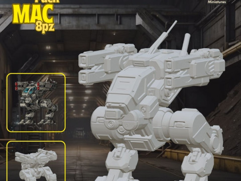 Mega Pack Mac 8pz Vol1 - 3D Printing STL Collection - Anime-Style War Robots with Detailed Cockpits Model Cetak 3D