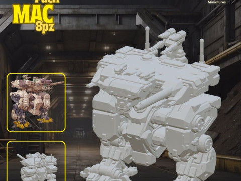 Mega Pack Mac 8pz Vol1 - 3D Printing STL Collection - Anime-Style War Robots with Detailed Cockpits Model Cetak 3D