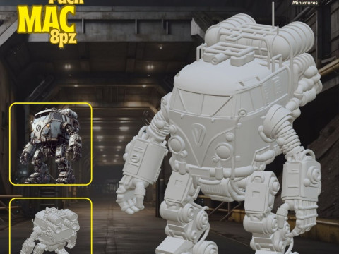 Mega Pack Mac 8pz Vol1 - 3D Printing STL Collection - Anime-Style War Robots with Detailed Cockpits Model Cetak 3D