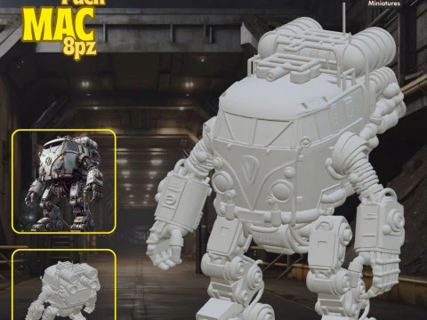 Mega Pack Mac 8pz Vol1 - 3D Printing STL Collection - Anime-Style War Robots with Detailed Cockpits 3D Print Model