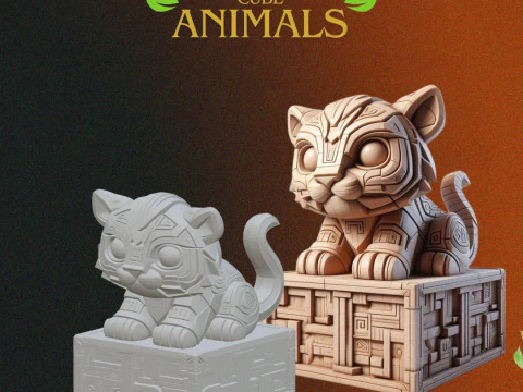 Wood Cube Animales - 3D Printing STL Collection - 6 Ethnic Style Animal Carved Cubes 3D Print Model