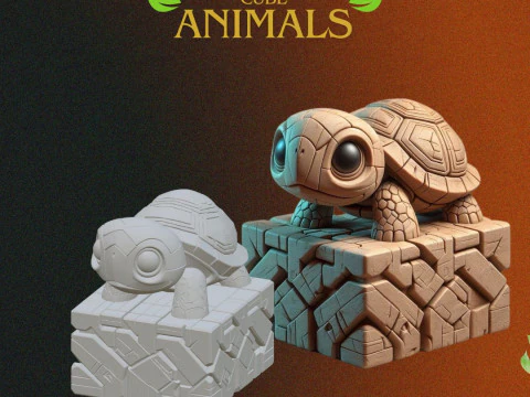 Wood Cube Animales - 3D Printing STL Collection - 6 Ethnic Style Animal Carved Cubes 3D Print Model