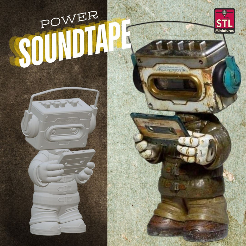 Nostalgic Soundtape Man - 3D Printing STL File - Vintage Cassette Tape Figure Modelo de Impressão 3D .c4d .max .obj .3ds .fbx .stl .blend