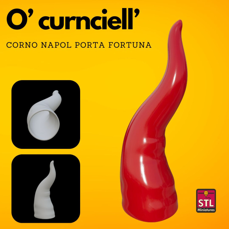 Neapolitan Lucky Horn - 3D Printing STL File - Tradition and Protection at Home 3D Baskı Modeli .c4d .max .obj .3ds .fbx .stl .blend