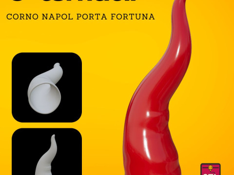 Neapolitan Lucky Horn - 3D Printing STL File - Tradition and Protection at Home Model do druku 3D