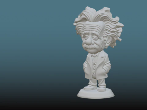 Einstein Chibi - 3D Printing STL File - Ironic Version with Base 3D Print Model