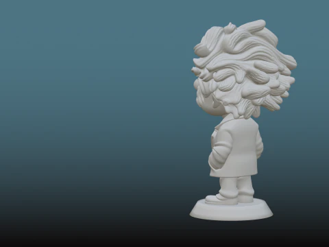 Einstein Chibi - 3D Printing STL File - Ironic Version with Base 3D Print Model