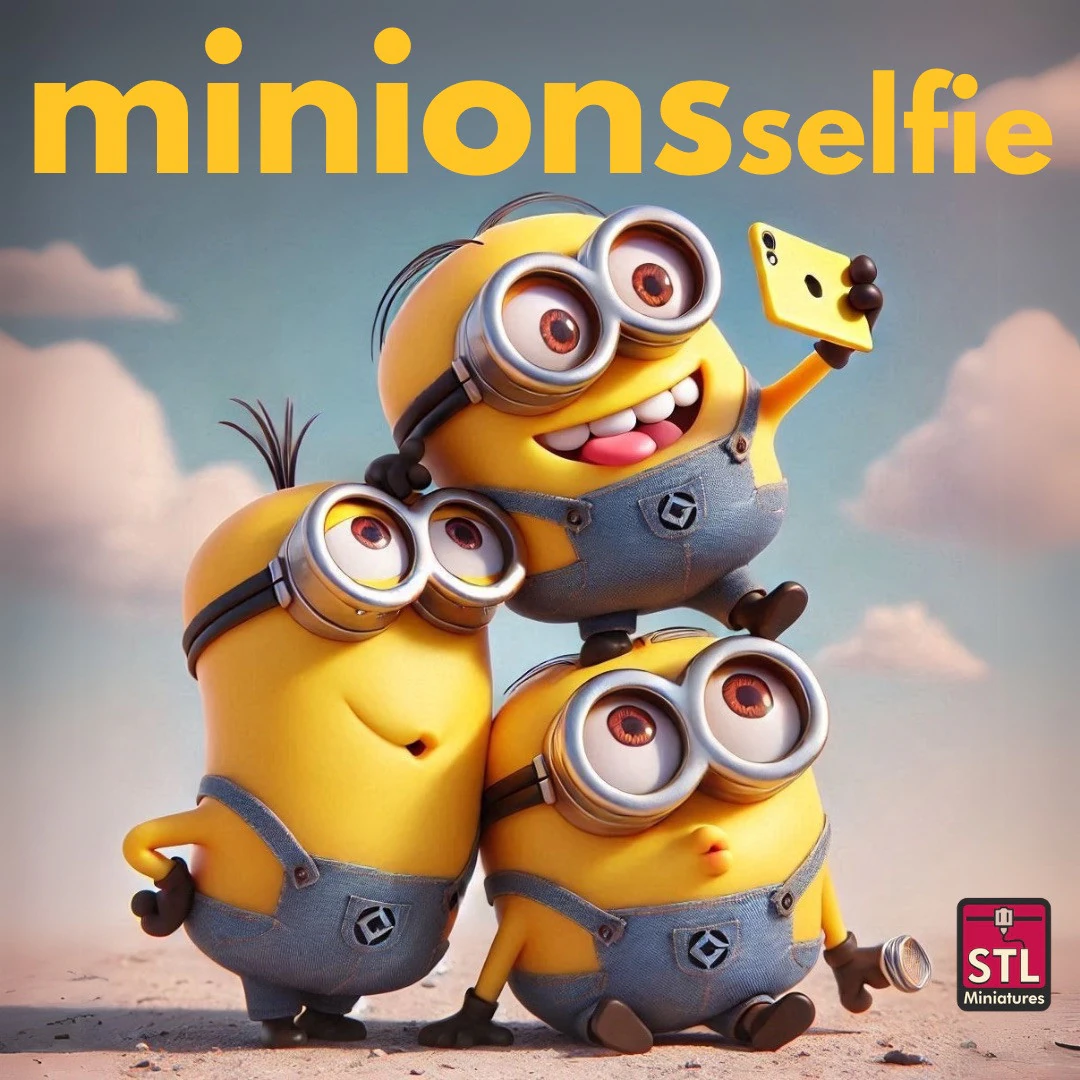 Minions Selfie - File STL stampa 3D - Scena divertente con base integrata Modello di stampa 3D .c4d .max .obj .3ds .fbx .stl .blend 