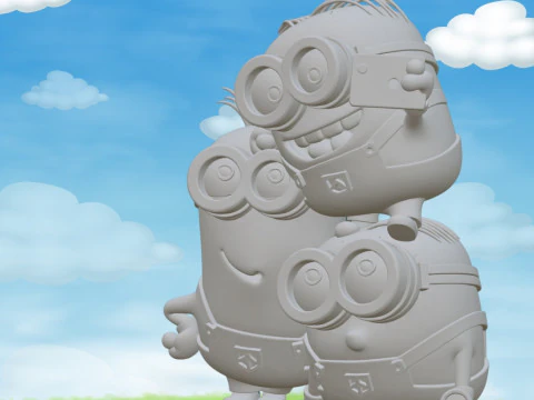 Minions Selfie - File STL stampa 3D - Scena divertente con base integrata Modello di stampa 3D