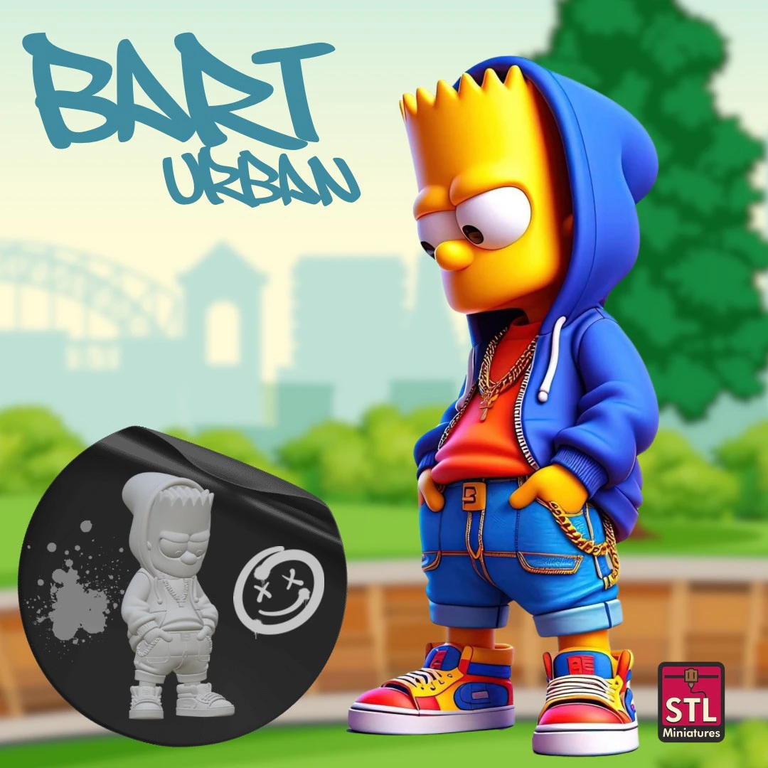 Bart Simpson Urban Sport - 3D Printing STL File 3D Print Model .c4d .max .obj .3ds .fbx .stl .blend 