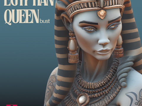 Egyptian Queen Bust - 3D Printing STL - Ancient Elegance with Roman Column 3D Print Model