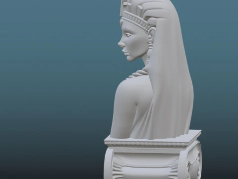 Egyptian Queen Bust - 3D Printing STL - Ancient Elegance with Roman Column 3D Print Model