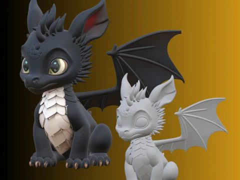 5 Baby Dragons - Premium 3D Printing STL Collection - Fantasy Newborns Hatchlings 3D Print Model